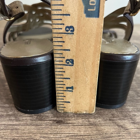 Vintage East 5th Brown Leather Open Toe Heels Shoes Women’s Size 6 Buckle - Picture 10 of 10